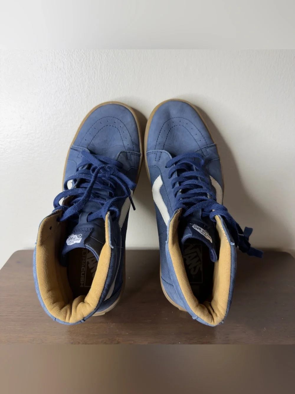 Vans Sk8 Hi Blue Suede Sneakers Sz 8.5 Mens